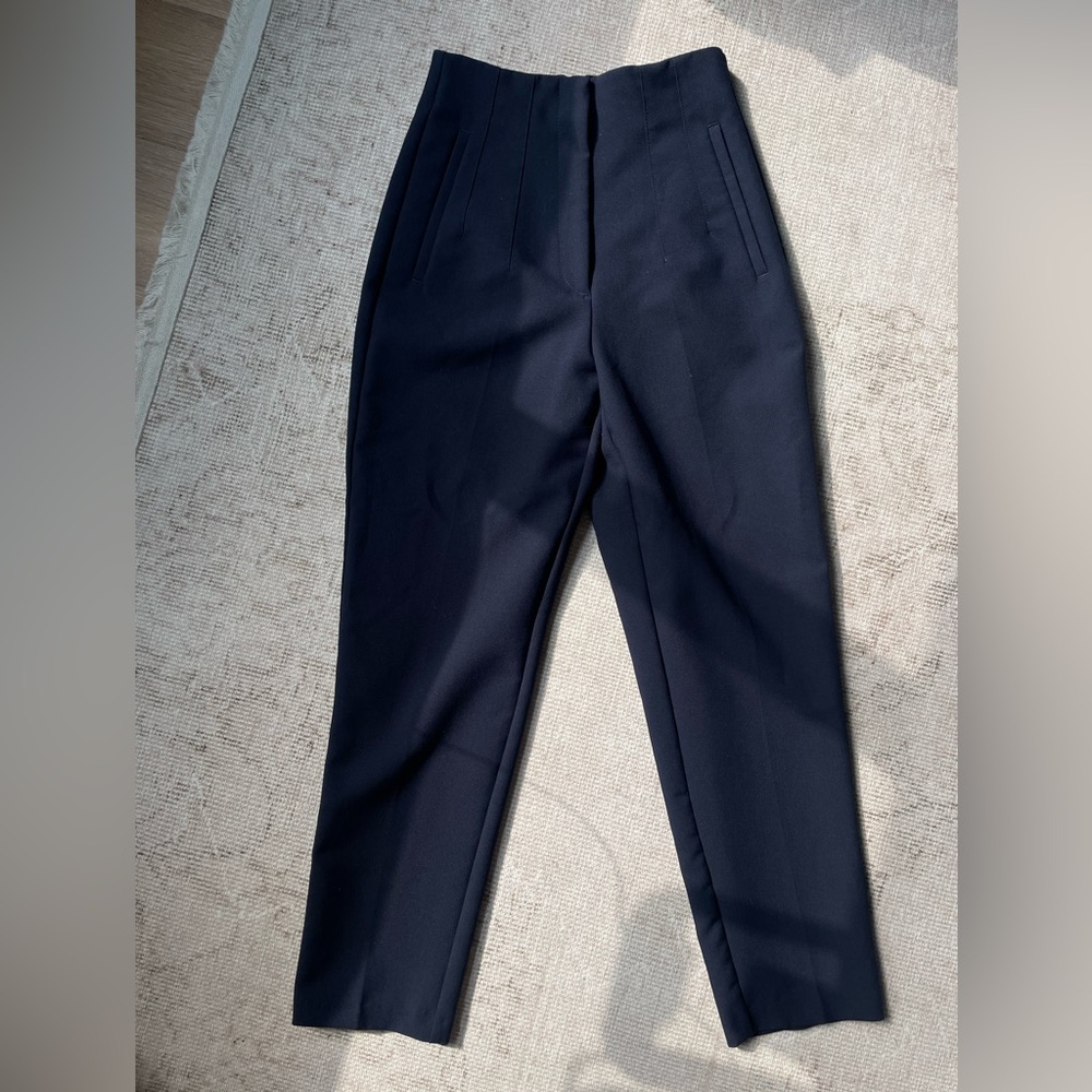 Zara navy high waist tailored trousers XS